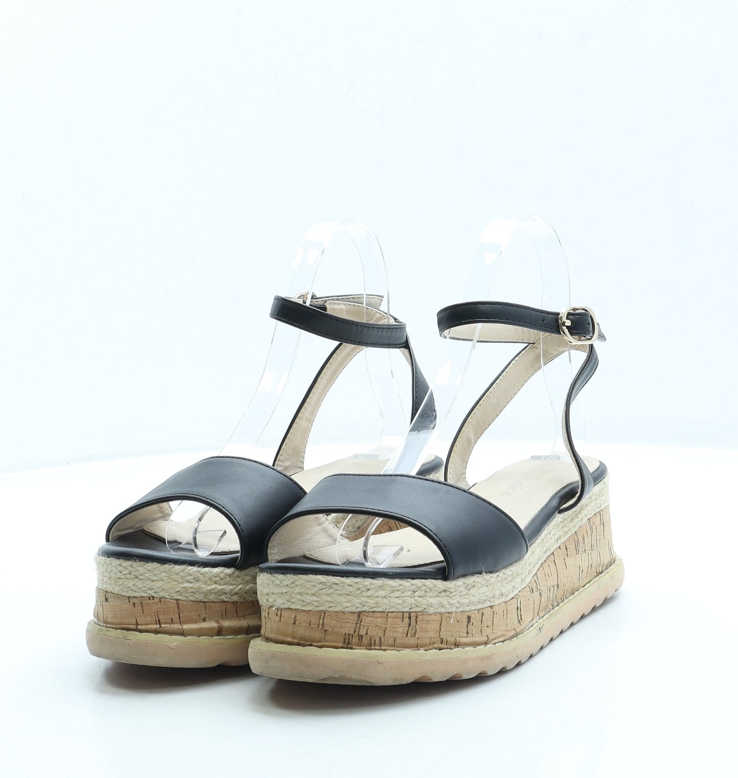Bellamica Womens Black Leather Espadrille Sandal UK 4 37