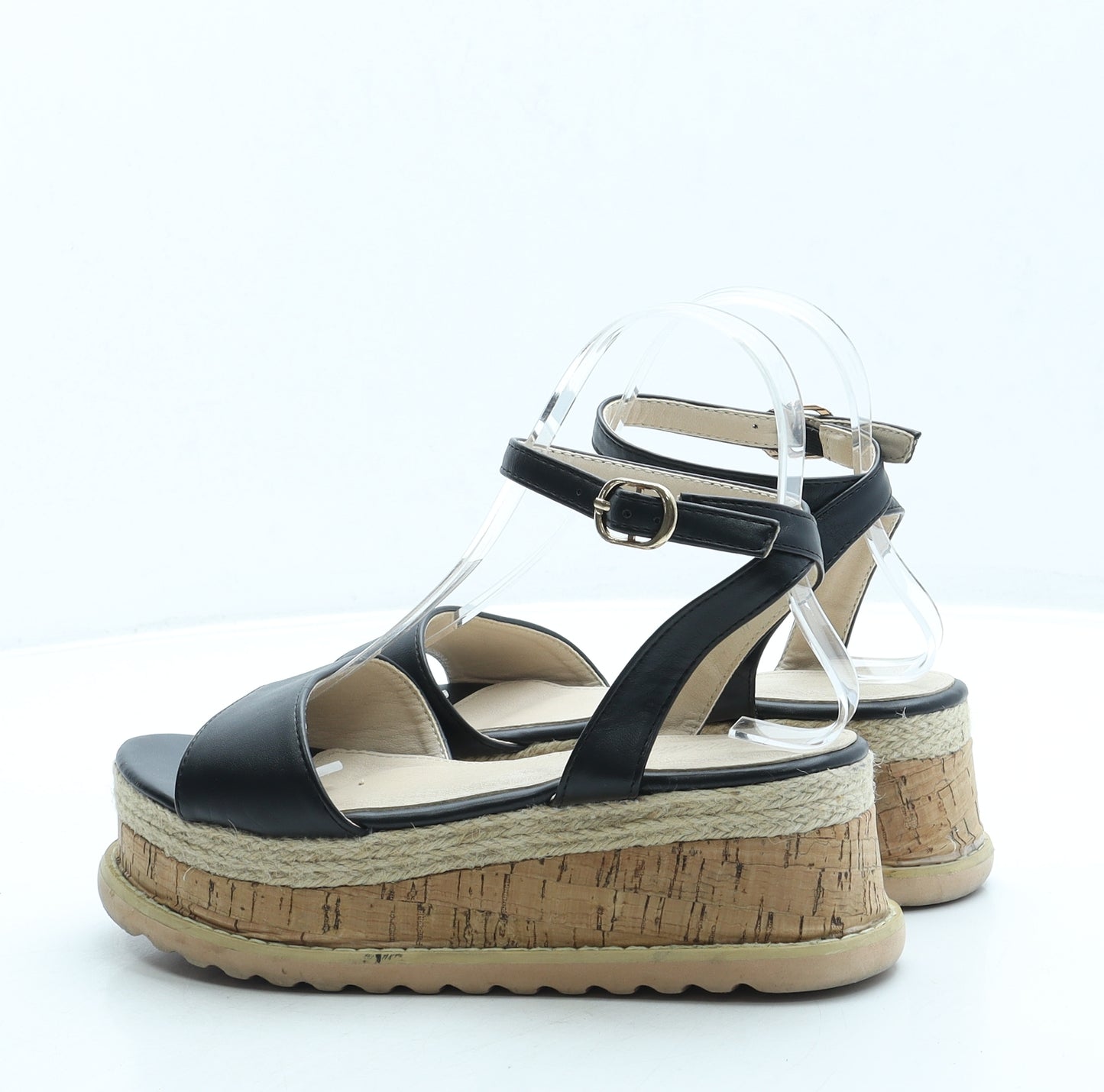 Bellamica Womens Black Leather Espadrille Sandal UK 4 37
