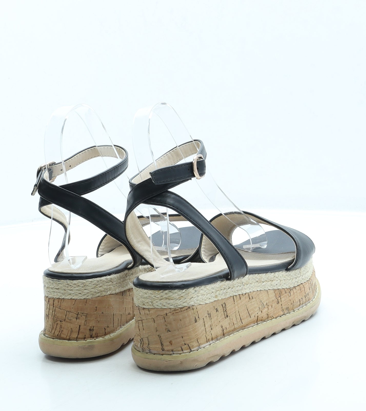 Bellamica Womens Black Leather Espadrille Sandal UK 4 37