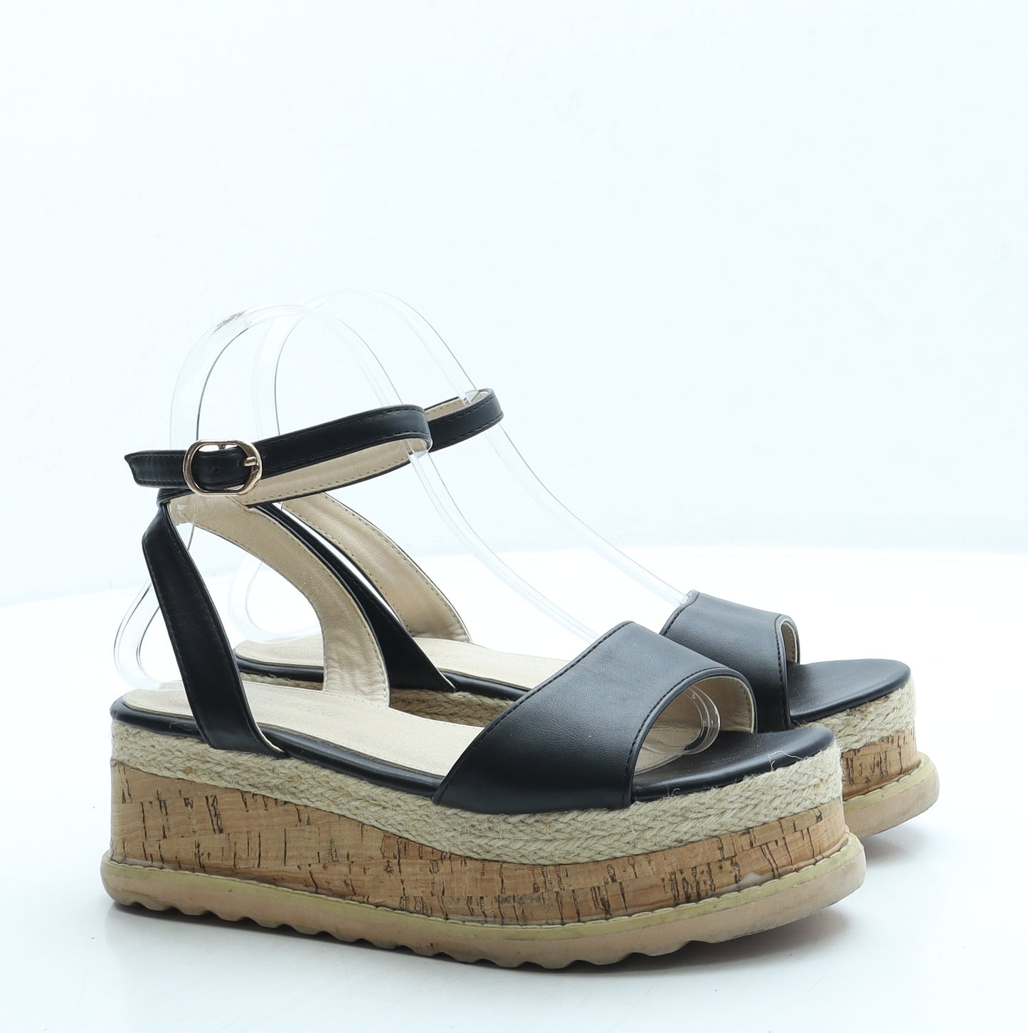 Bellamica Womens Black Leather Espadrille Sandal UK 4 37