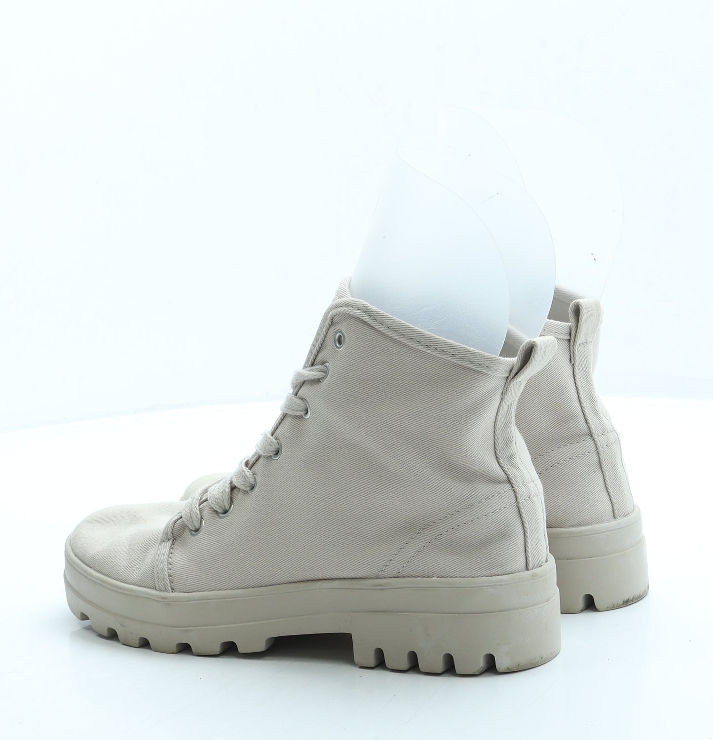 Primark Womens Beige Polyester Combat Boot UK 5 38 US 7