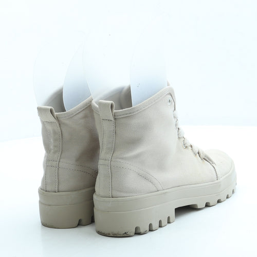 Primark Womens Beige Polyester Combat Boot UK 5 38 US 7