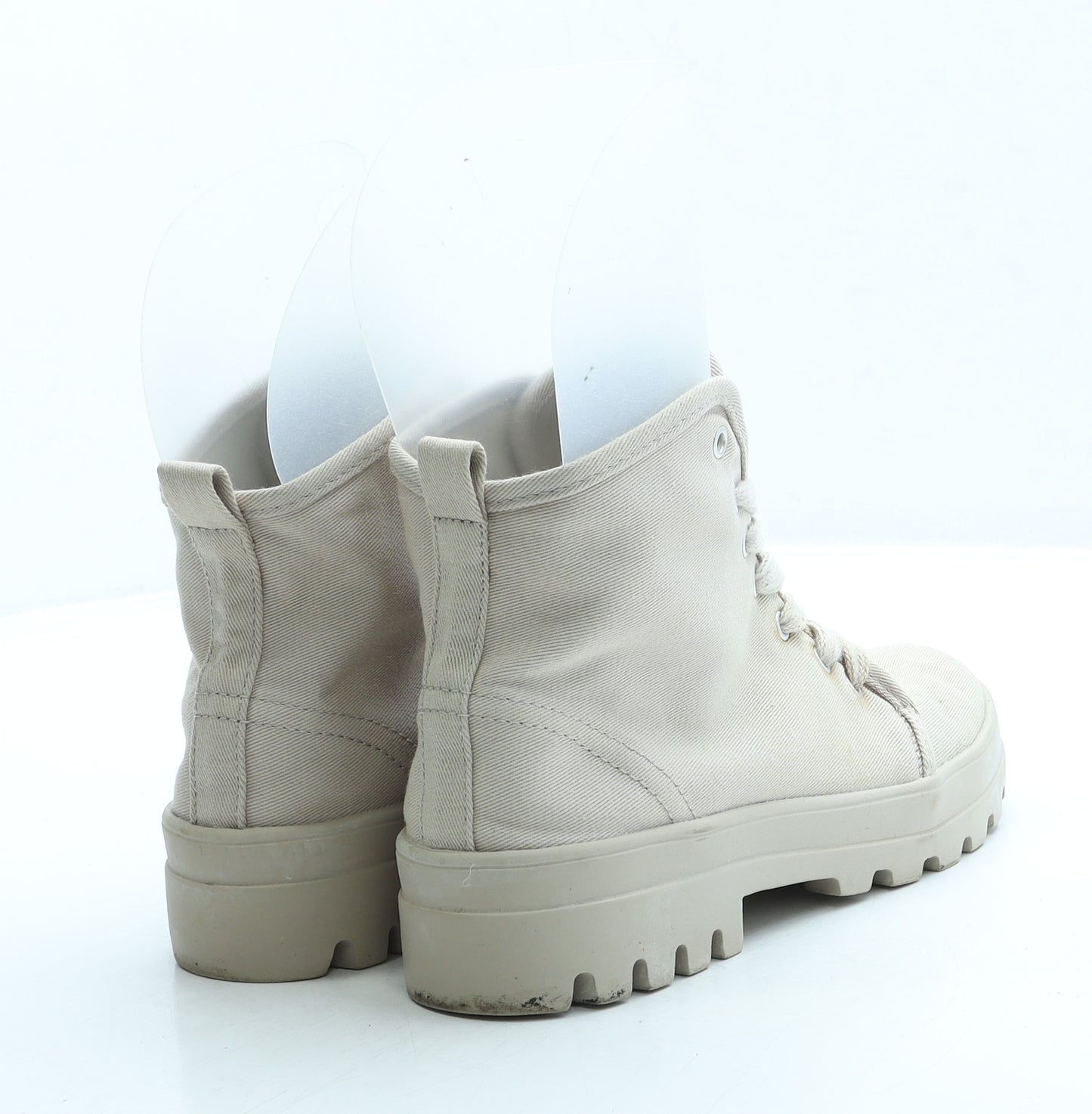 Primark Womens Beige Polyester Combat Boot UK 5 38 US 7