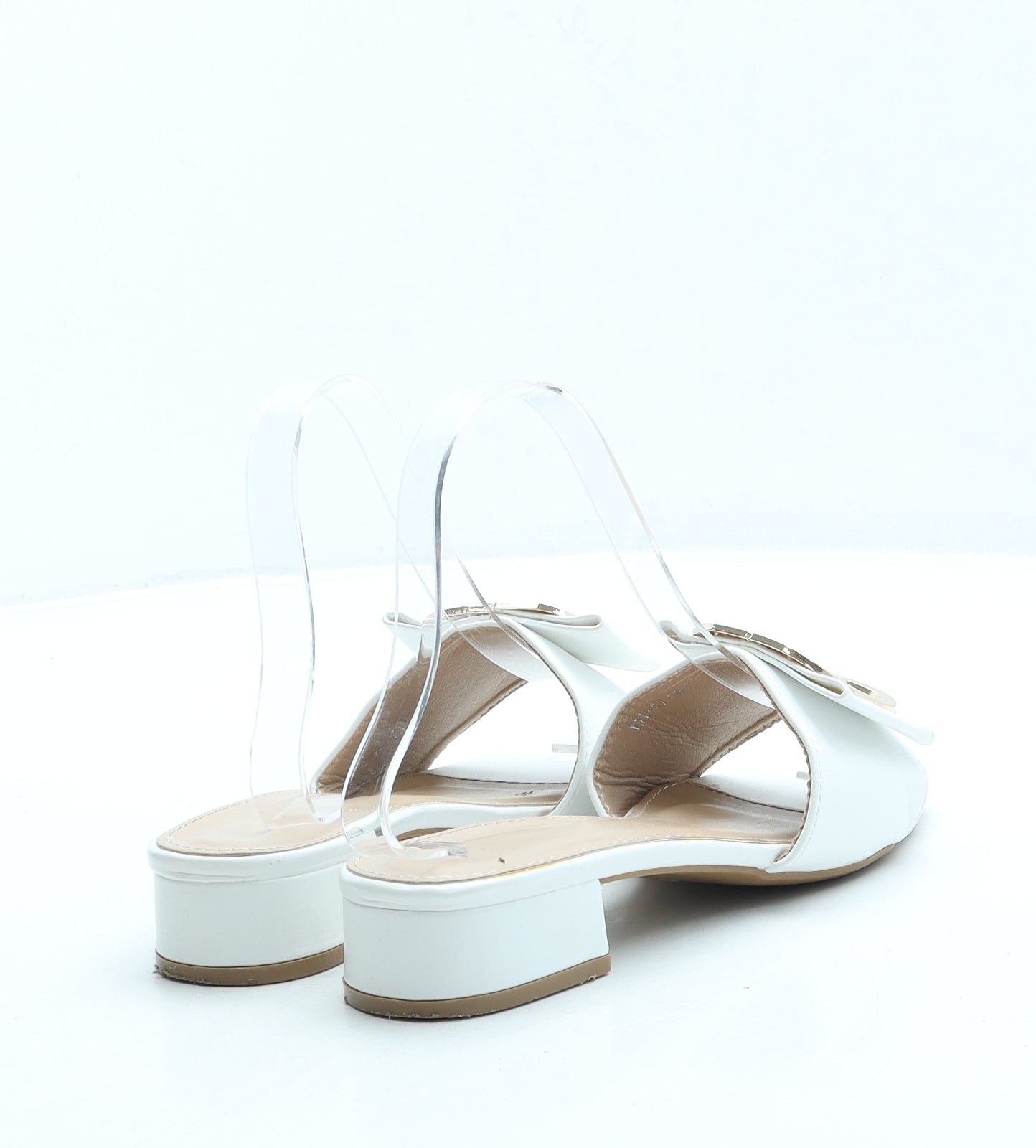 Preworn Womens White Leather Slip On Sandal UK 3 36
