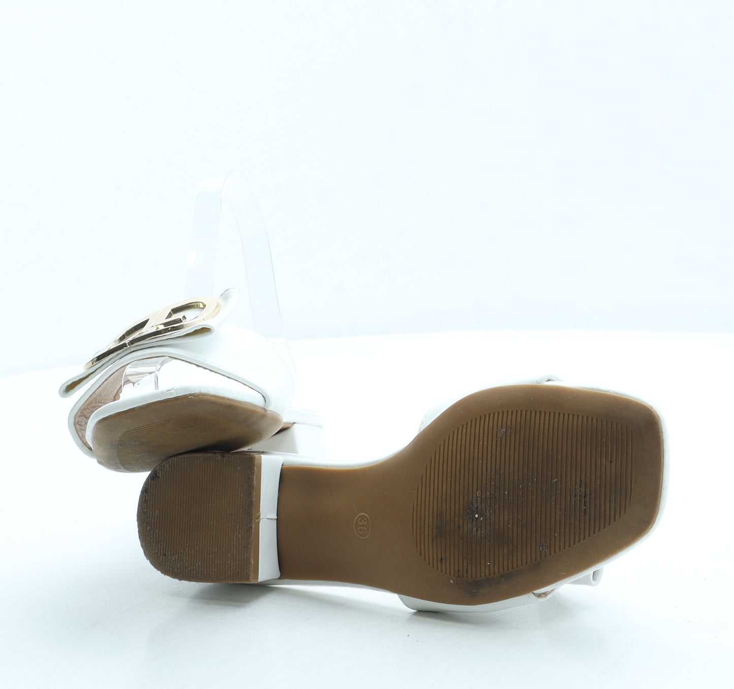 Preworn Womens White Leather Slip On Sandal UK 3 36