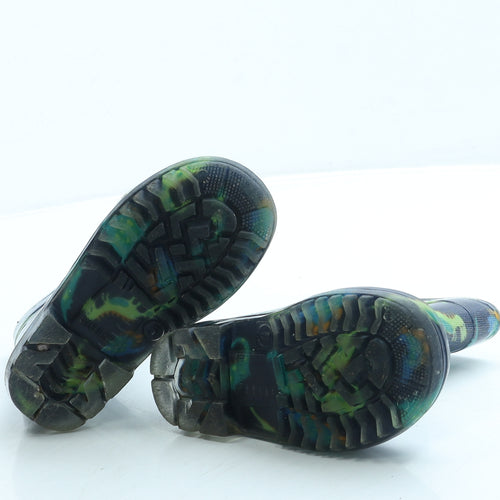 Preworn Boys Blue Geometric Rubber Wellies Boot UK 5 - Dinosaur