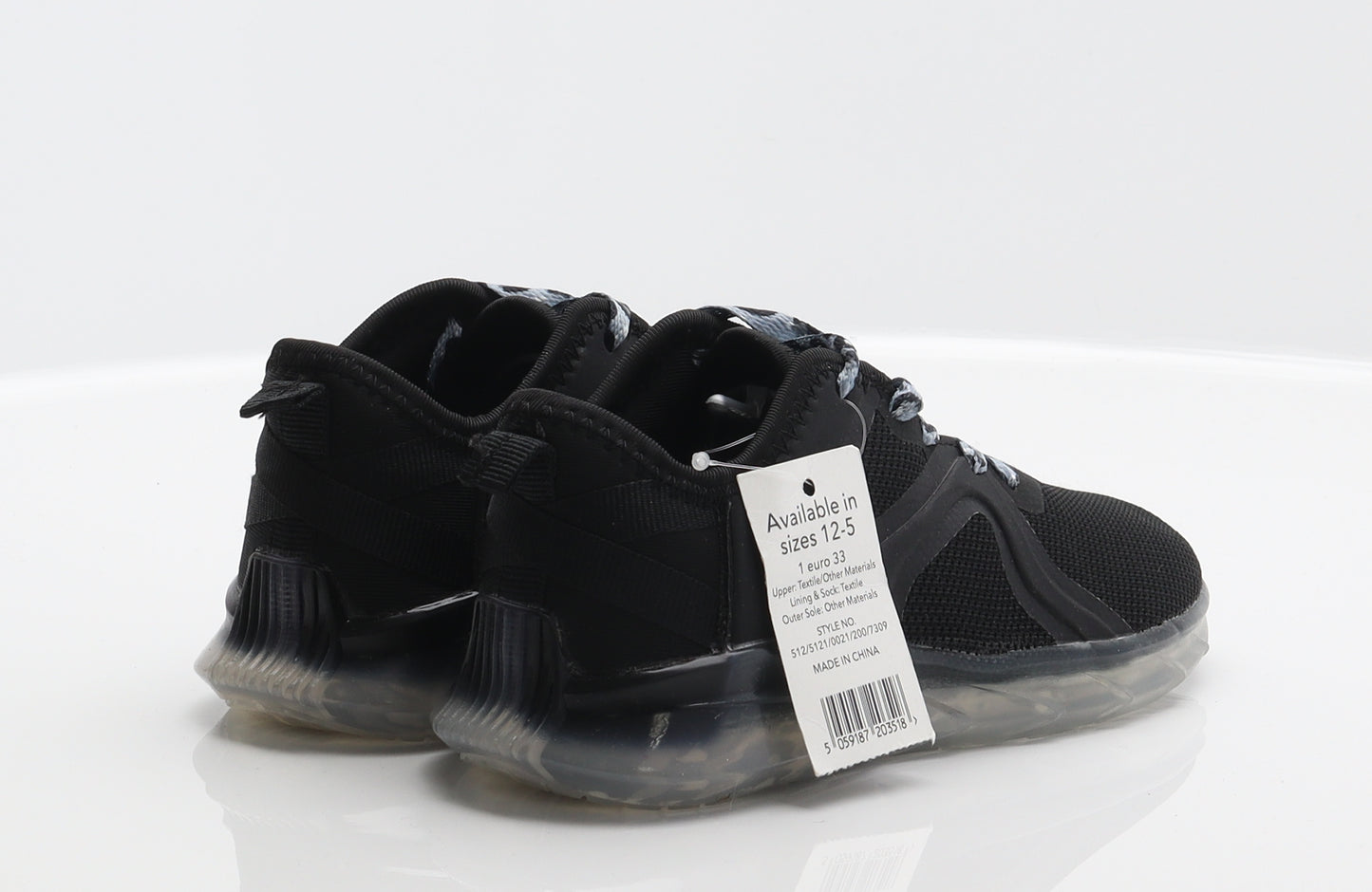 George Boys Black Polyester Trainer UK 1 33