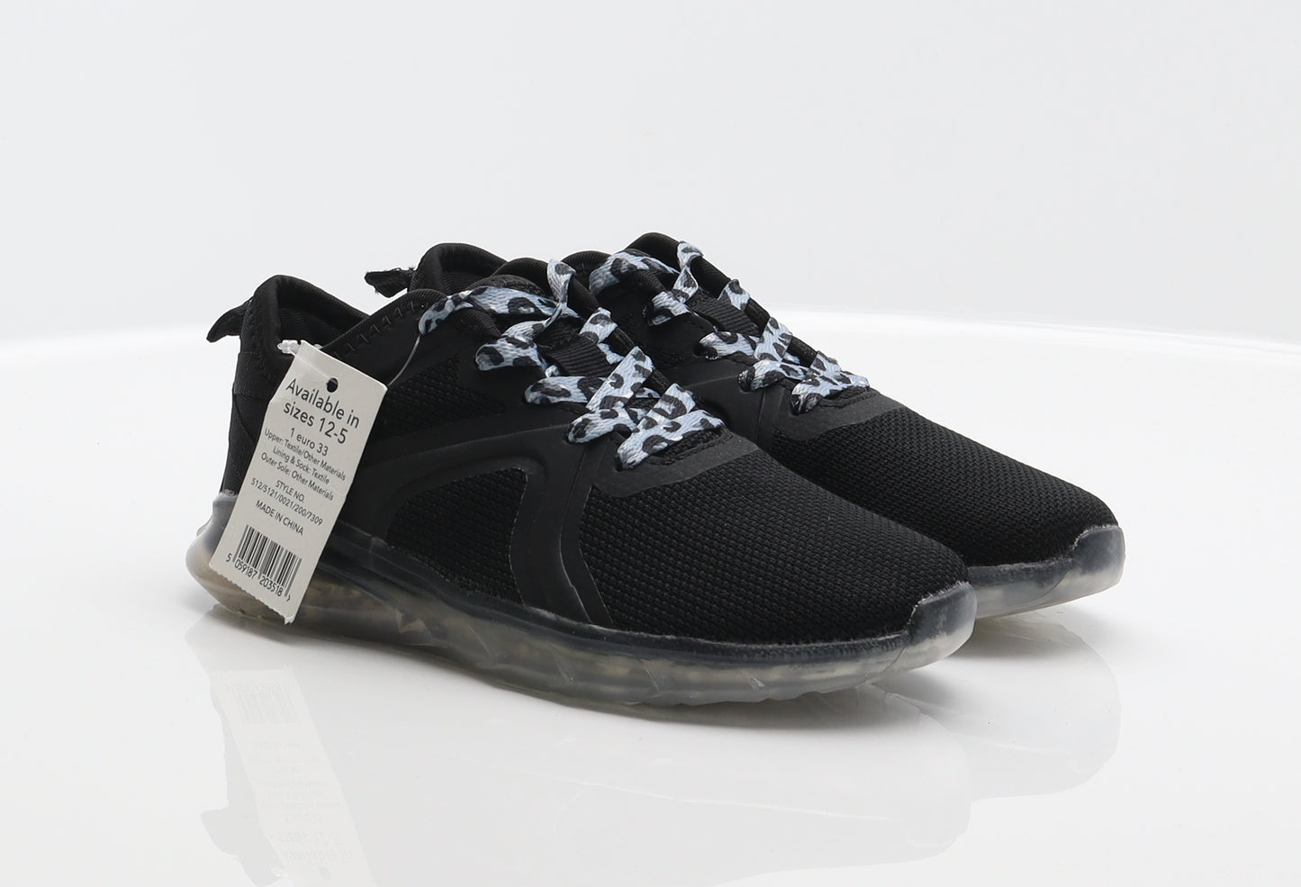 George Boys Black Polyester Trainer UK 1 33