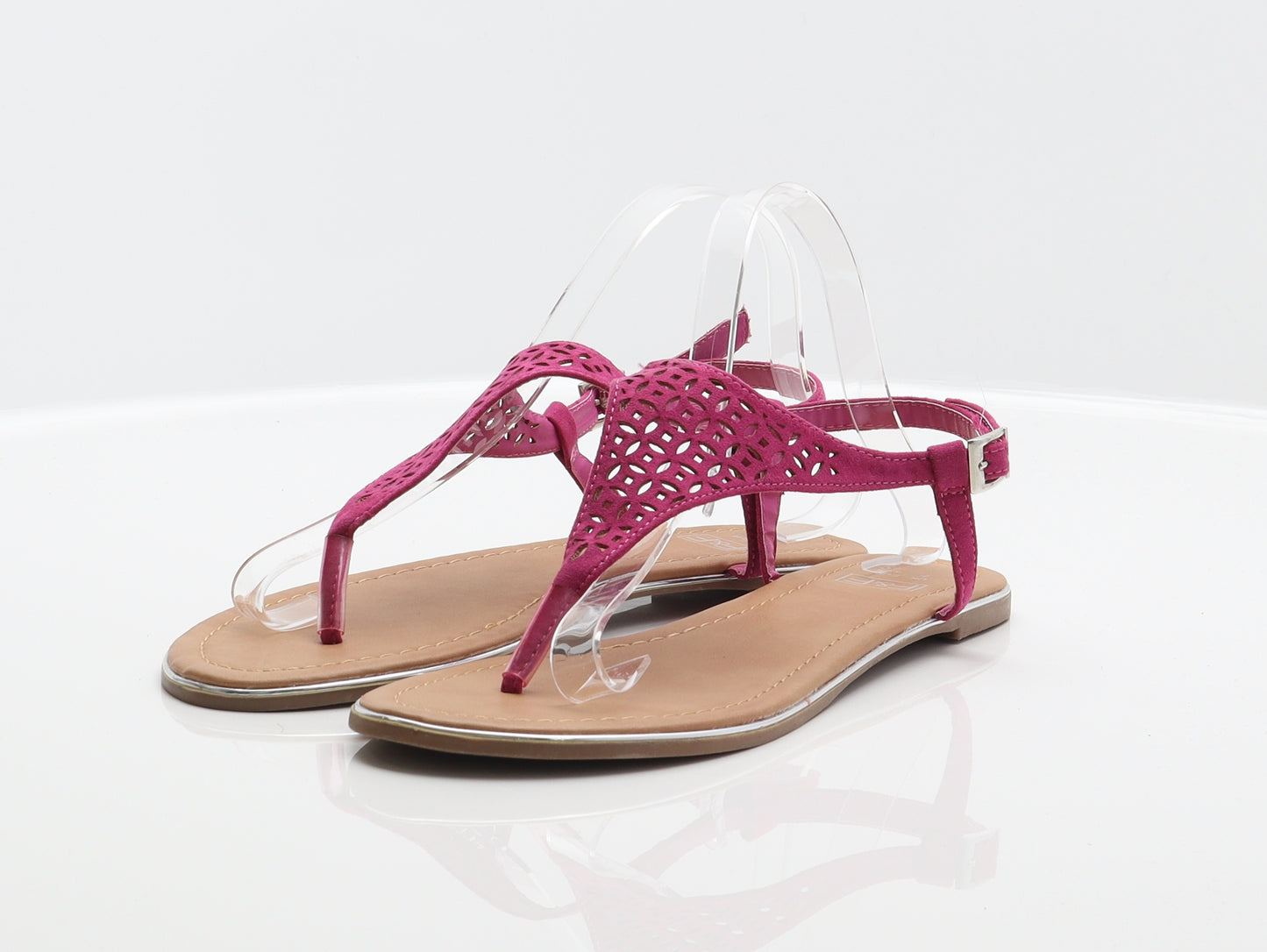 F&F Womens Pink Geometric Synthetic Thong Sandal UK 7 41