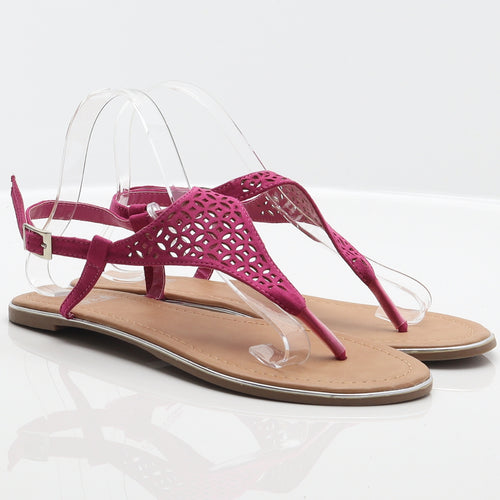 F&F Womens Pink Geometric Synthetic Thong Sandal UK 7 41