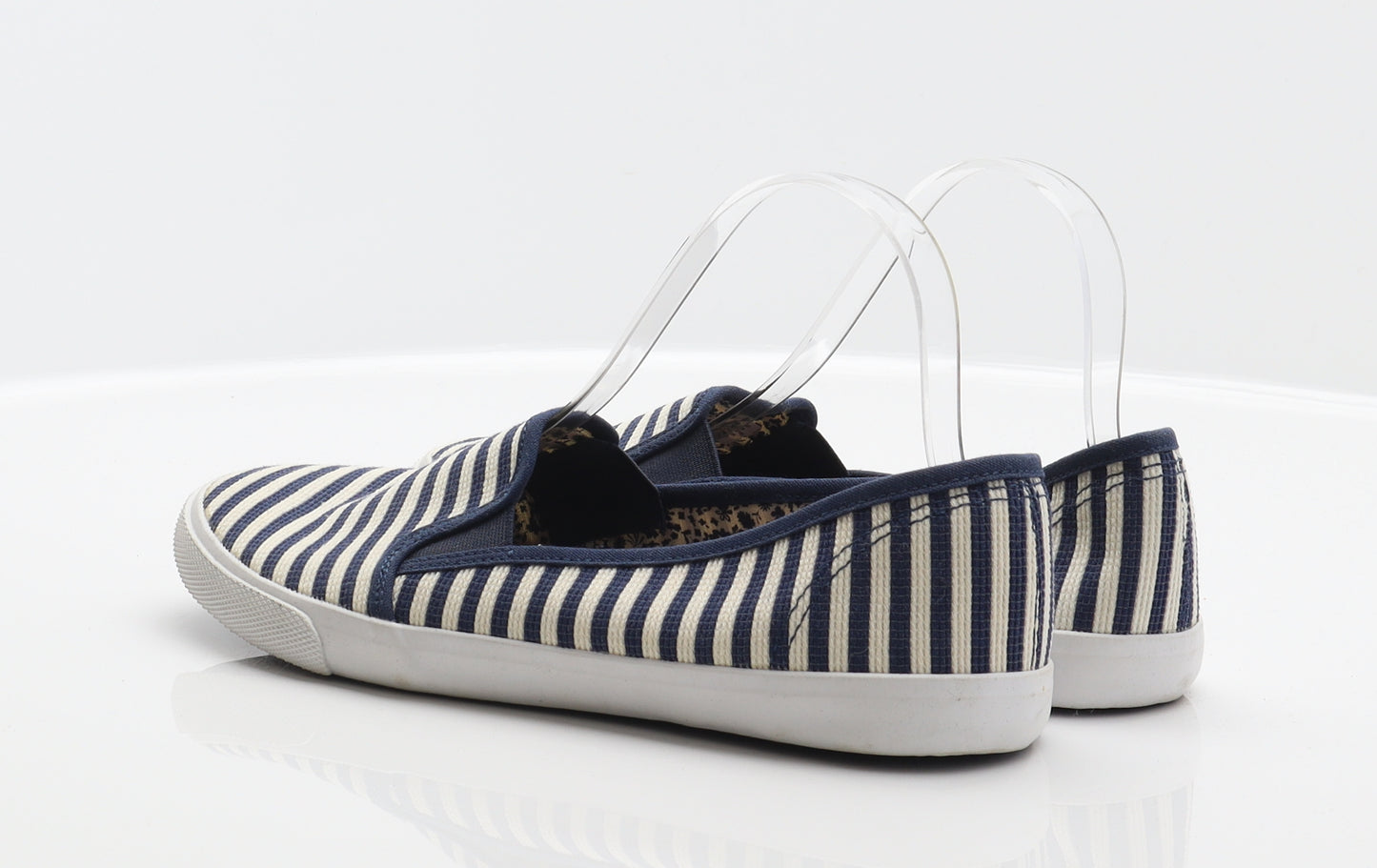 F&F Womens Blue Striped Fabric Loafer Flat UK 6.5 40