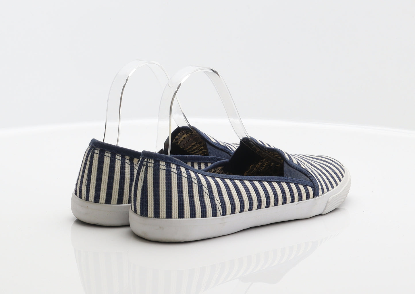 F&F Womens Blue Striped Fabric Loafer Flat UK 6.5 40
