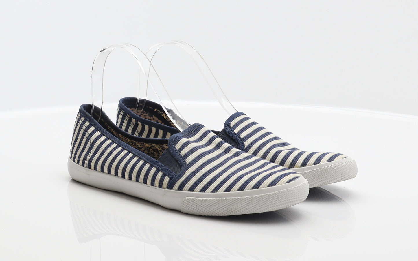 F&F Womens Blue Striped Fabric Loafer Flat UK 6.5 40