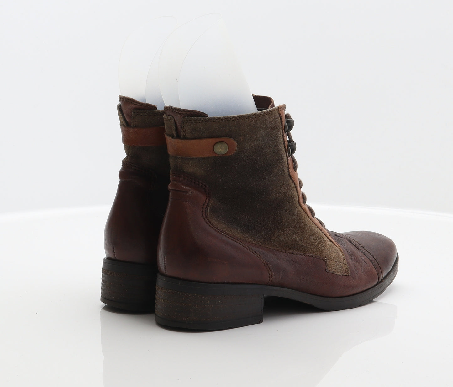 Clarks Womens Brown Colourblock Leather Combat Boot UK 5