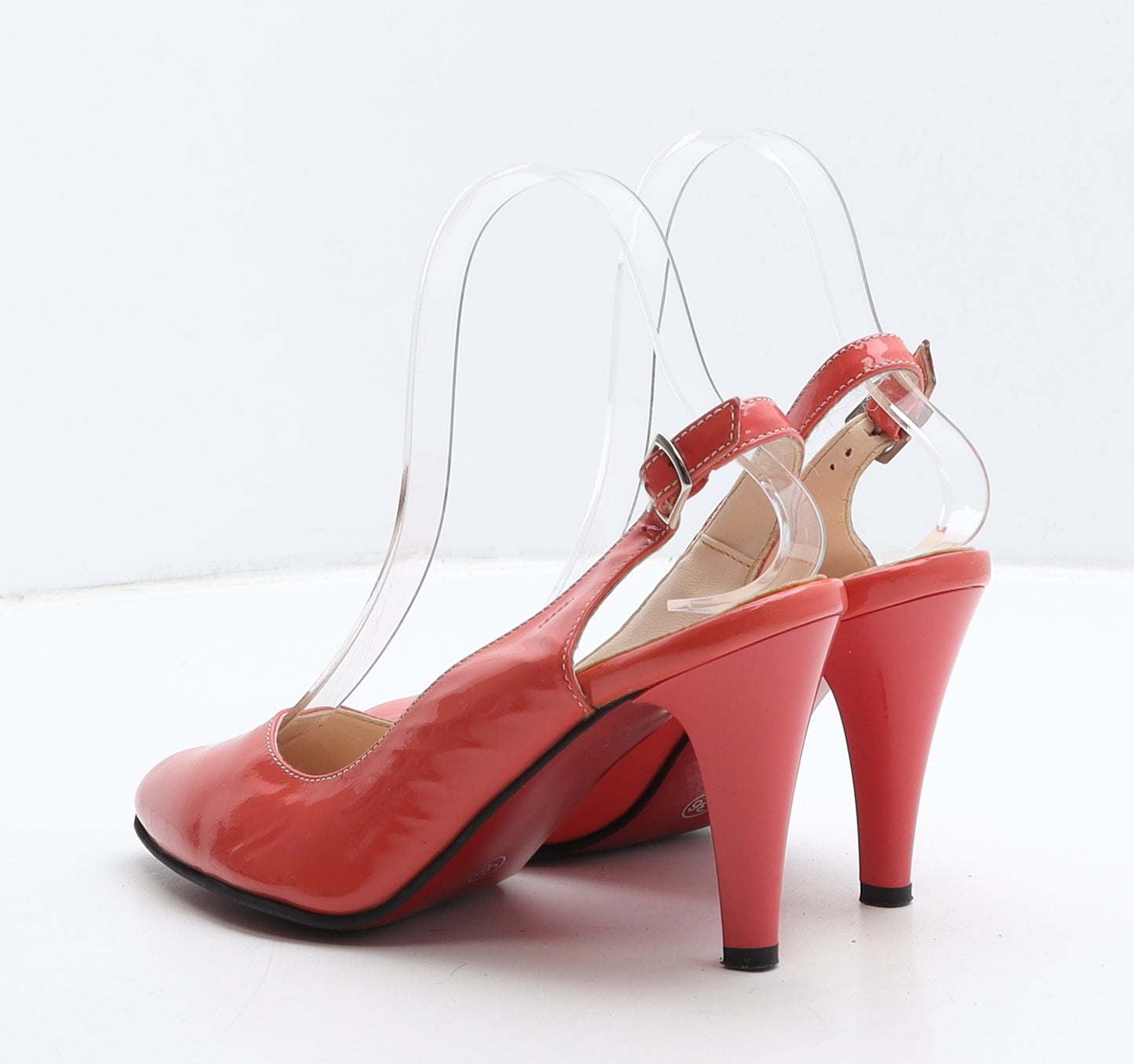 Preworn Womens Red Vinyl Slingback Heel UK 3 36