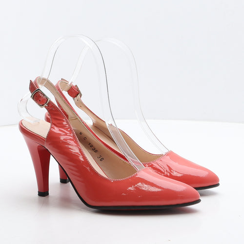 Preworn Womens Red Vinyl Slingback Heel UK 3 36