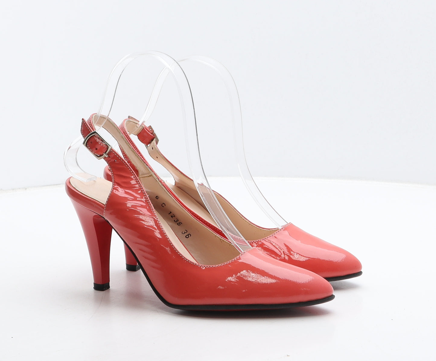 Preworn Womens Red Vinyl Slingback Heel UK 3 36