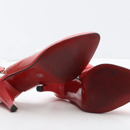 Preworn Womens Red Vinyl Slingback Heel UK 3 36