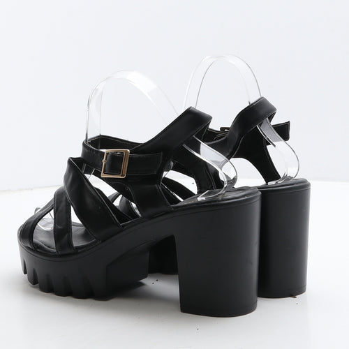 Clowse Womens Black Leather Strappy Heel UK 7 40