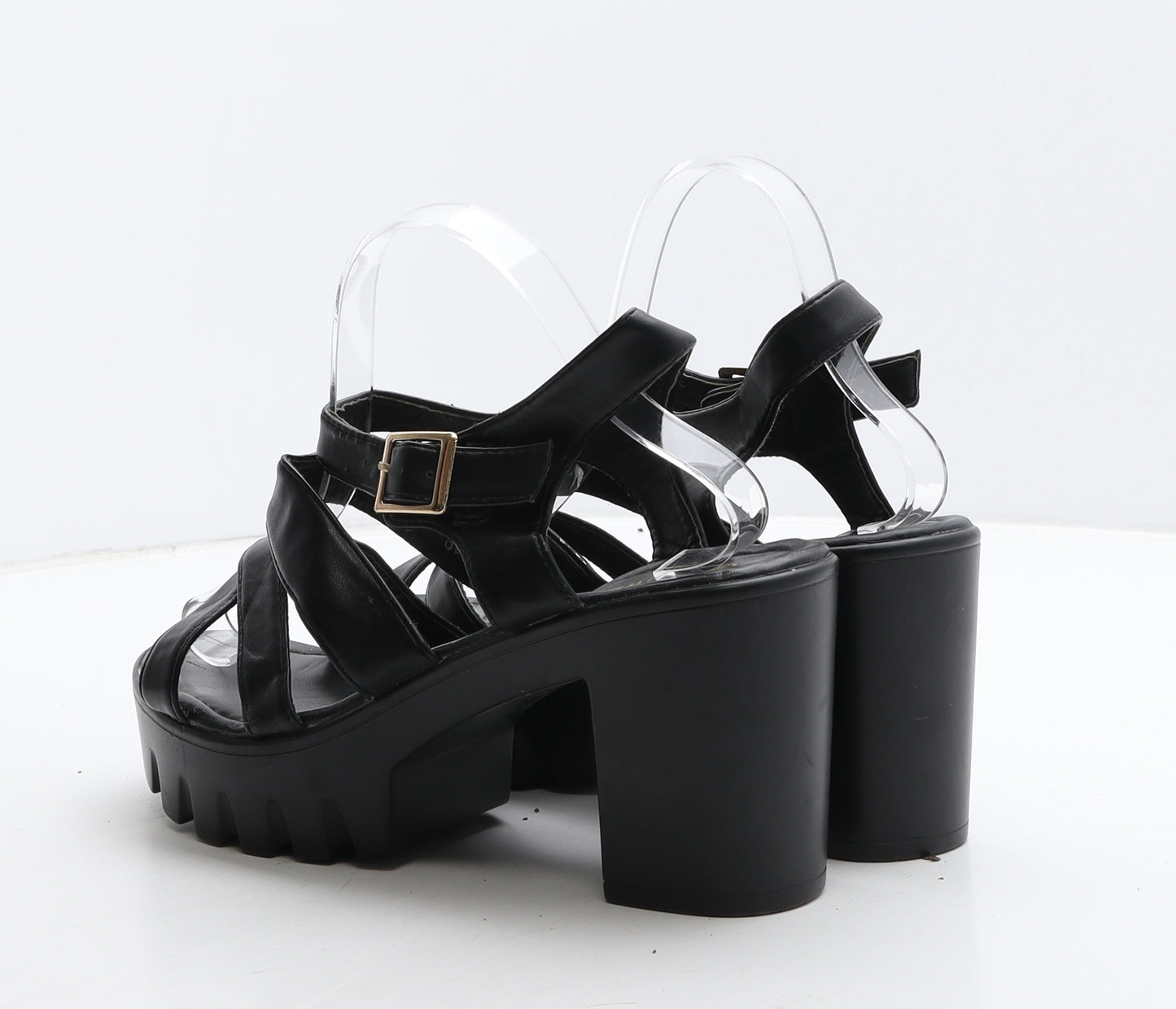 Clowse Womens Black Leather Strappy Heel UK 7 40