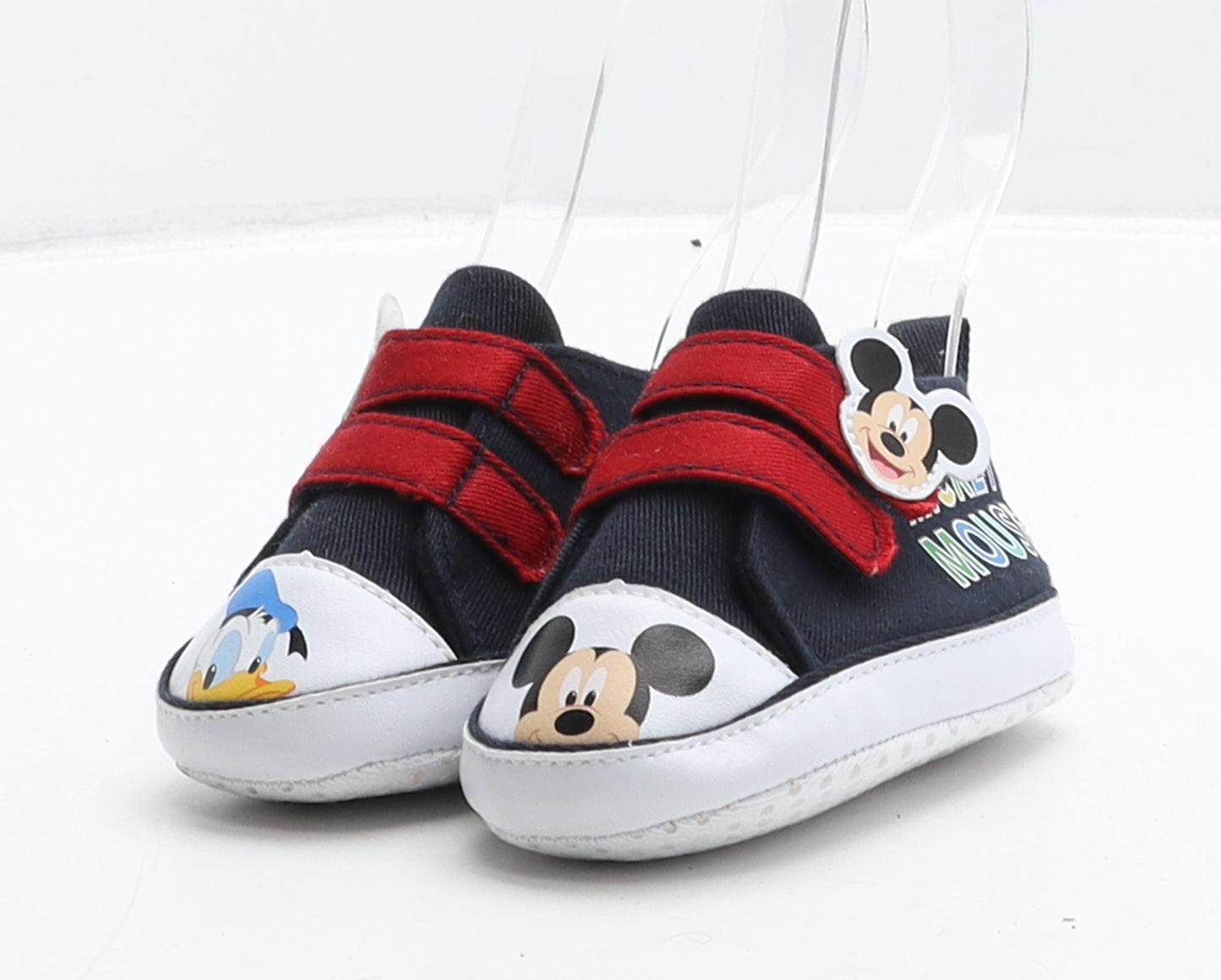 Disney Unisex Baby & Toddler Blue Geometric Fabric Sneaker Trainer UK 6-12 Months - Mickey Mouse and Donald Duck