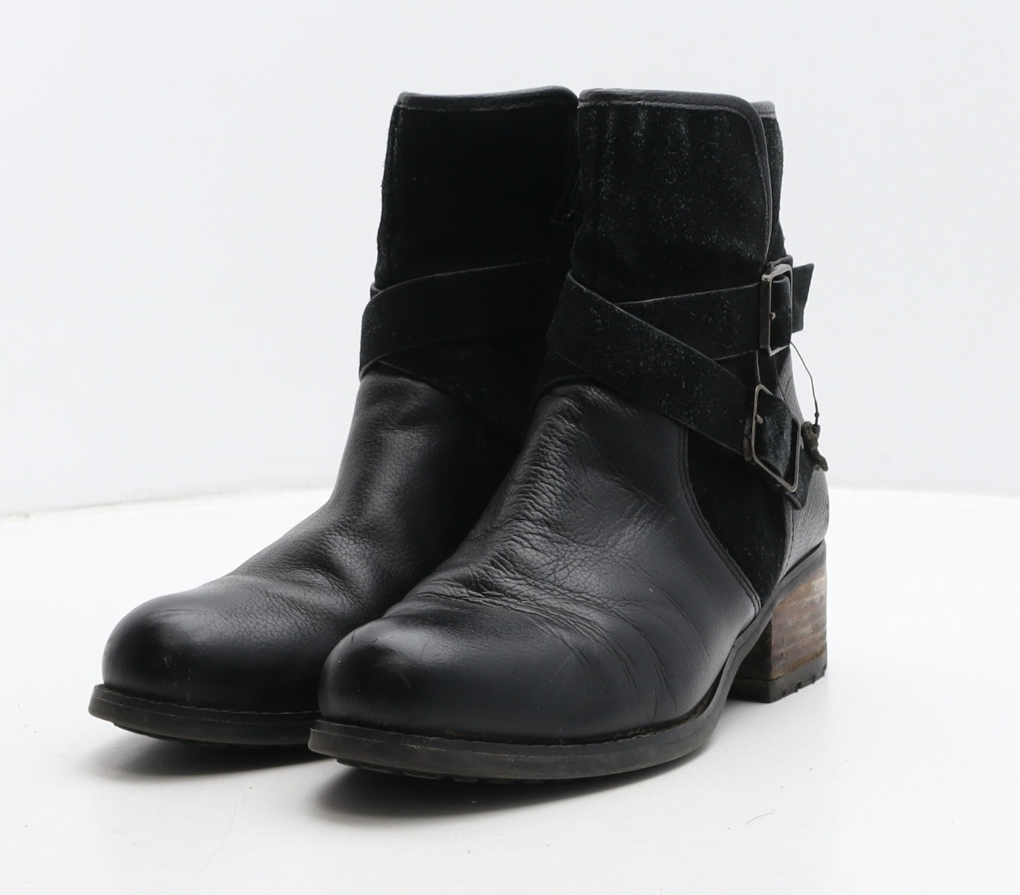 Marks and Spencer Womens Black Leather Biker Boot UK 5