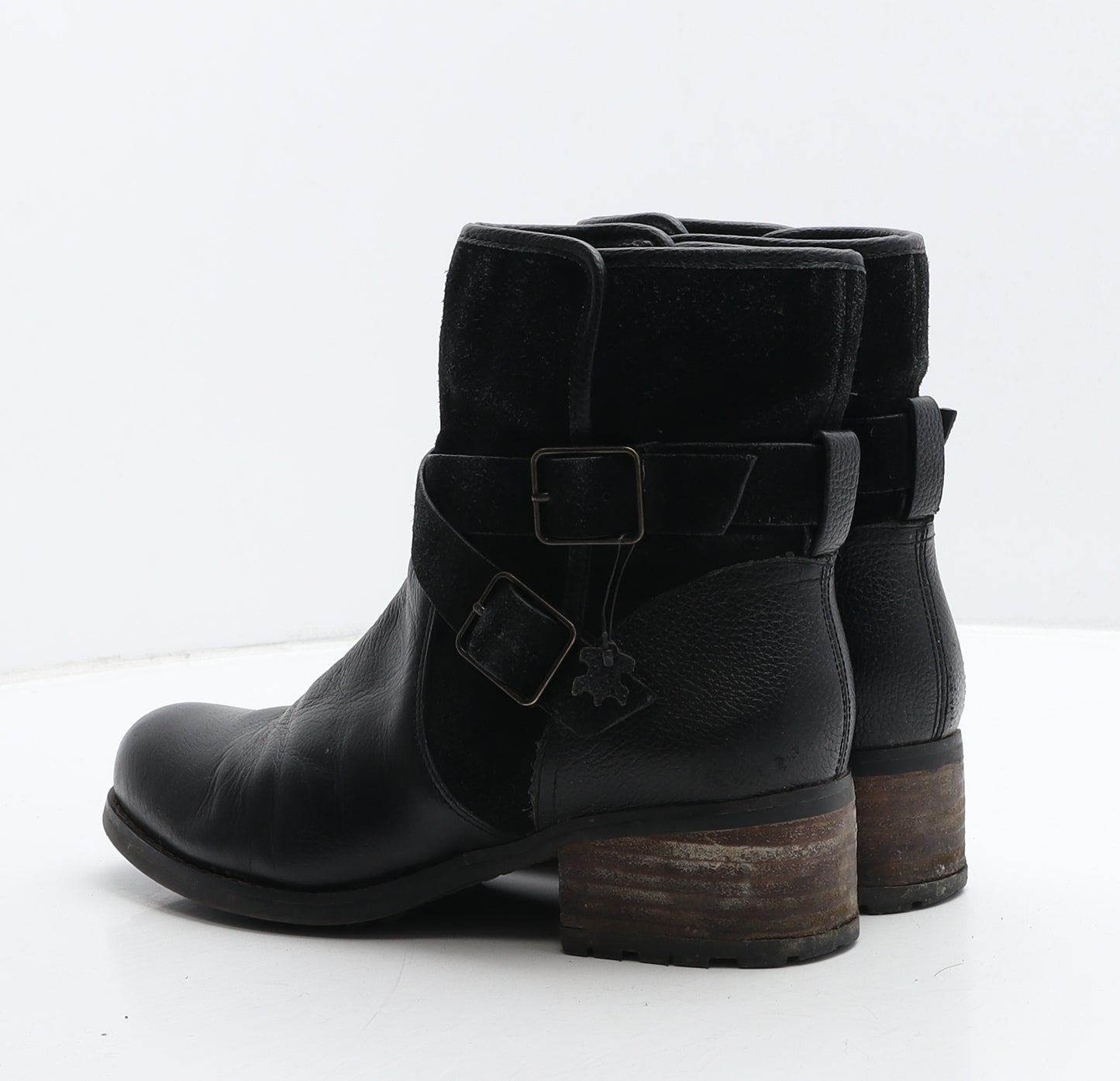 Marks and Spencer Womens Black Leather Biker Boot UK 5
