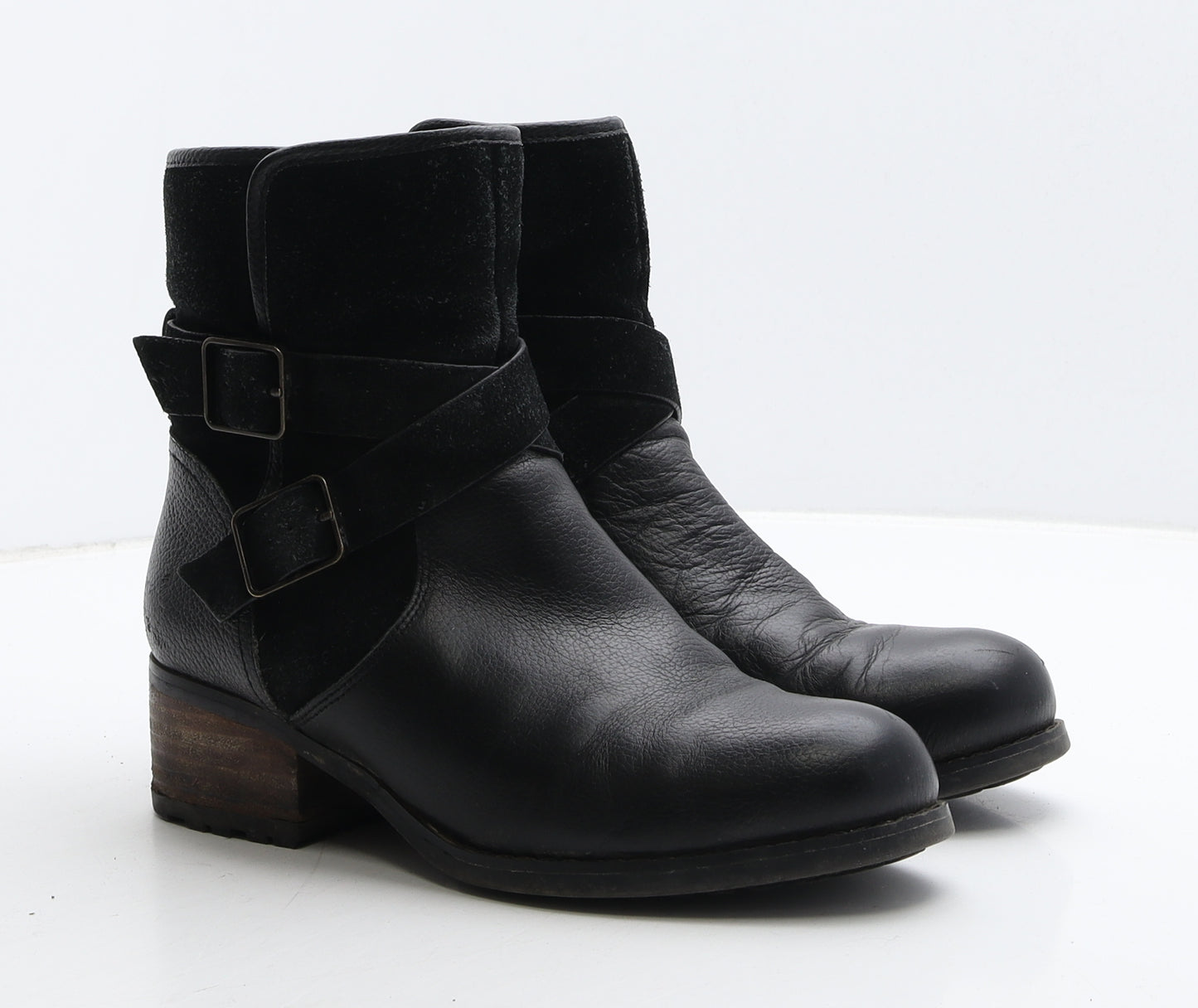 Marks and Spencer Womens Black Leather Biker Boot UK 5