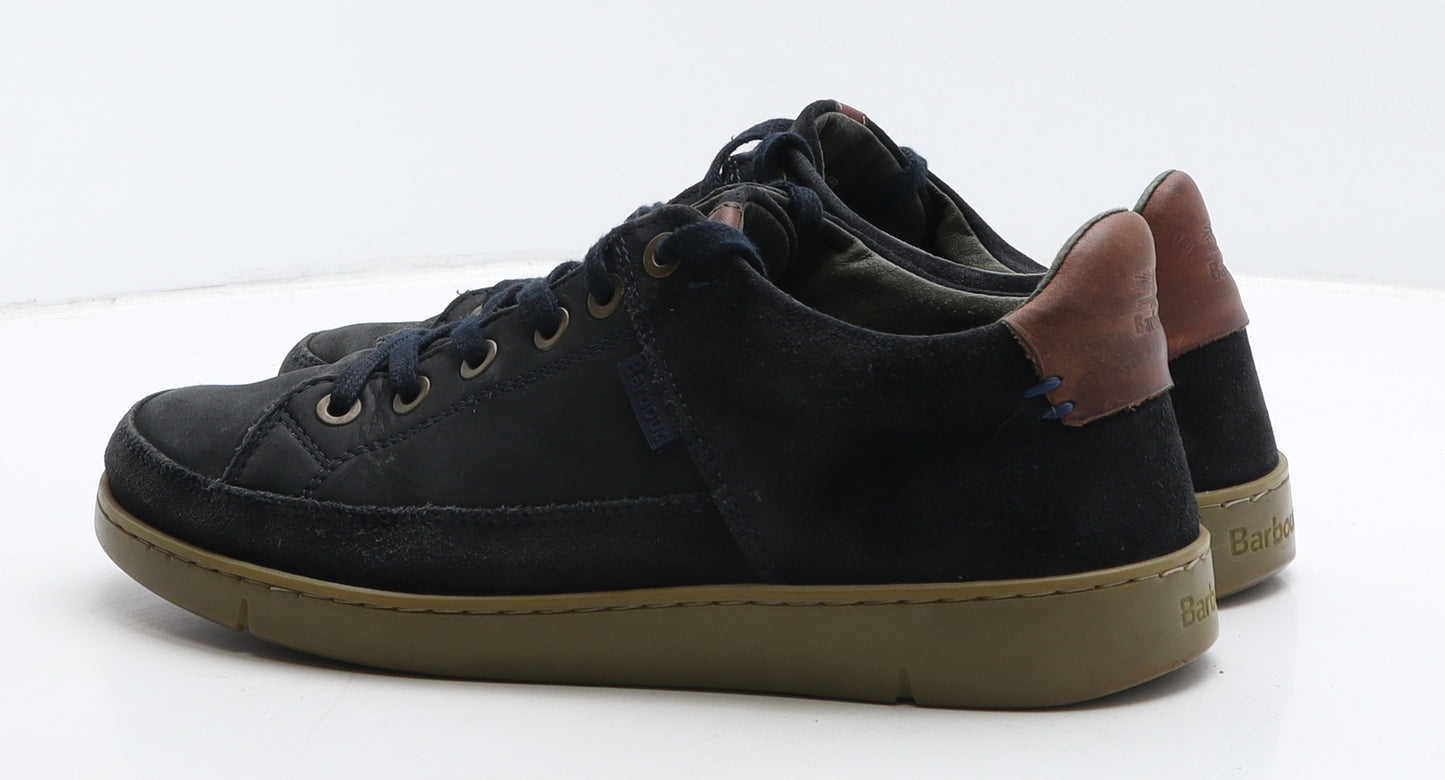 Barbour Mens Blue Leather Trainer Casual UK 9