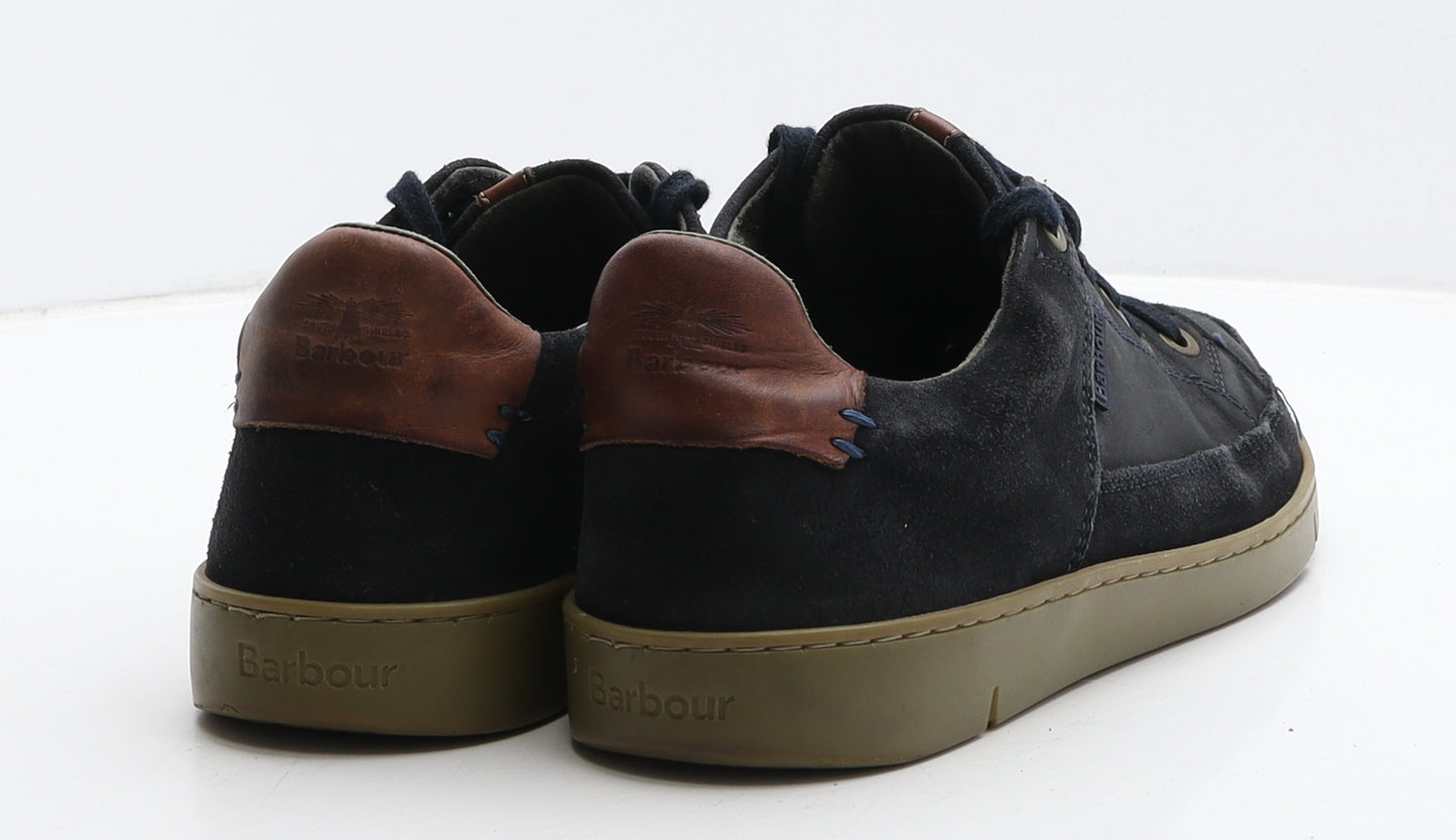 Barbour Mens Blue Leather Trainer Casual UK 9