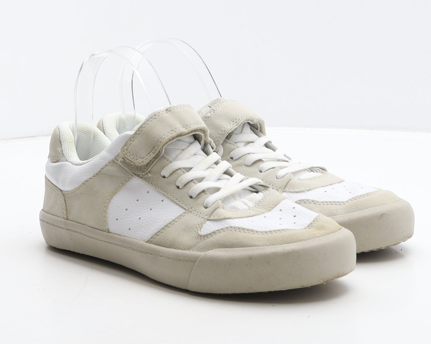 NEXT Womens Beige Colourblock Leather Trainer Casual UK 4