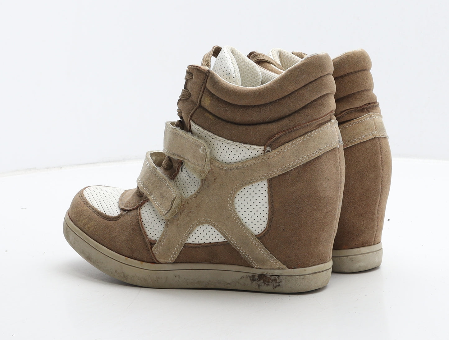 CINK-ME Womens Brown Colourblock Leather Bootie Boot UK 2 36