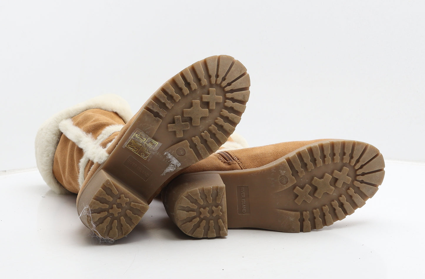 River Island Womens Brown Suede Slip On Boot UK 2 34.5