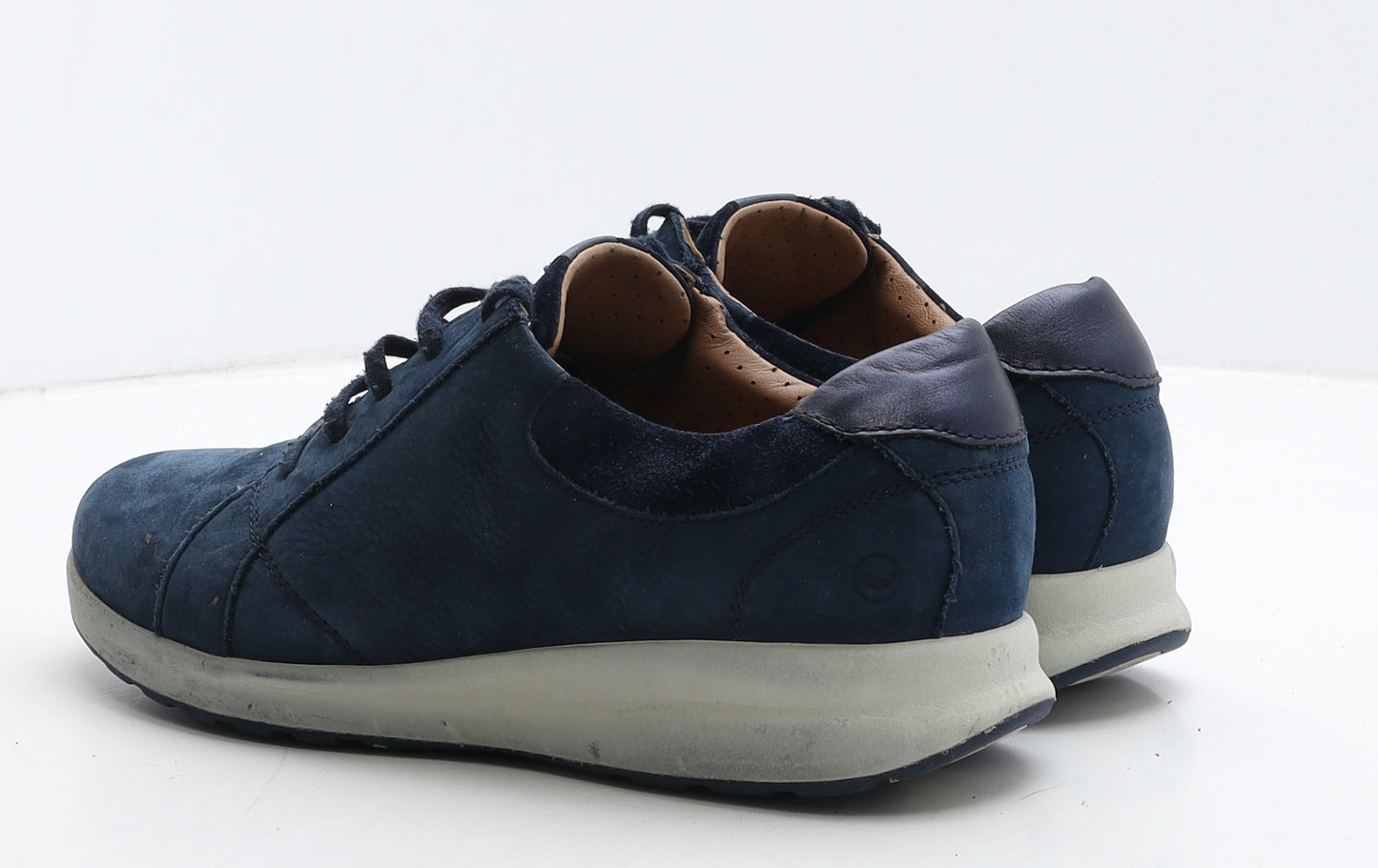 Clarks Mens Blue Leather Trainer Casual UK 7.5 41.5