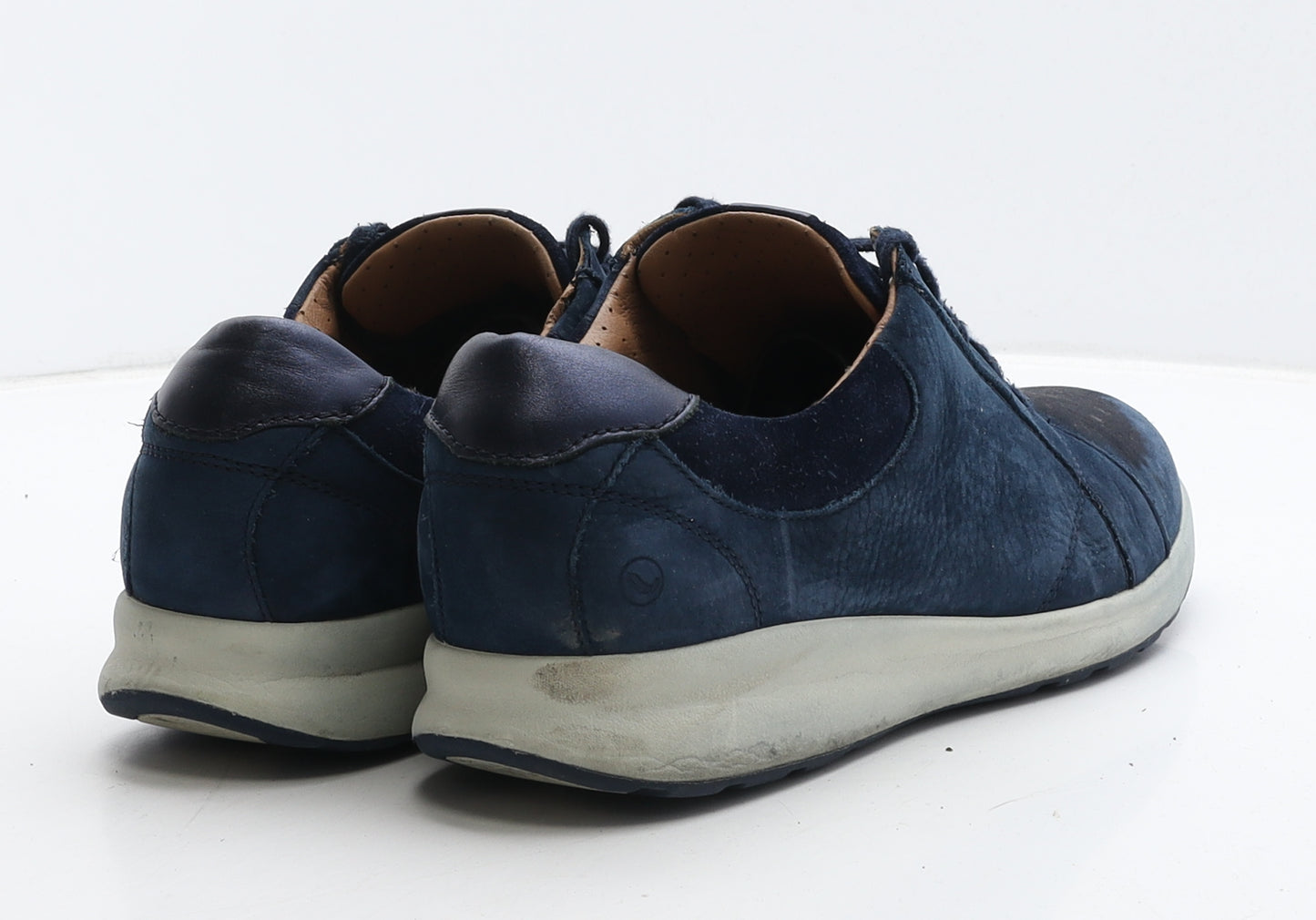 Clarks Mens Blue Leather Trainer Casual UK 7.5 41.5