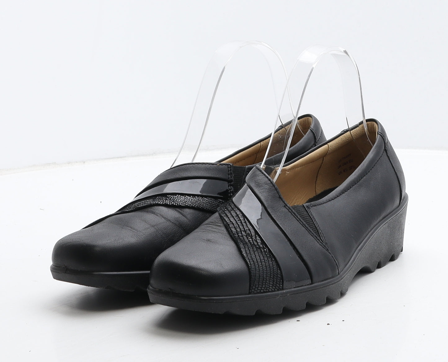 Hotter Womens Black Leather Loafer Casual UK 4.5
