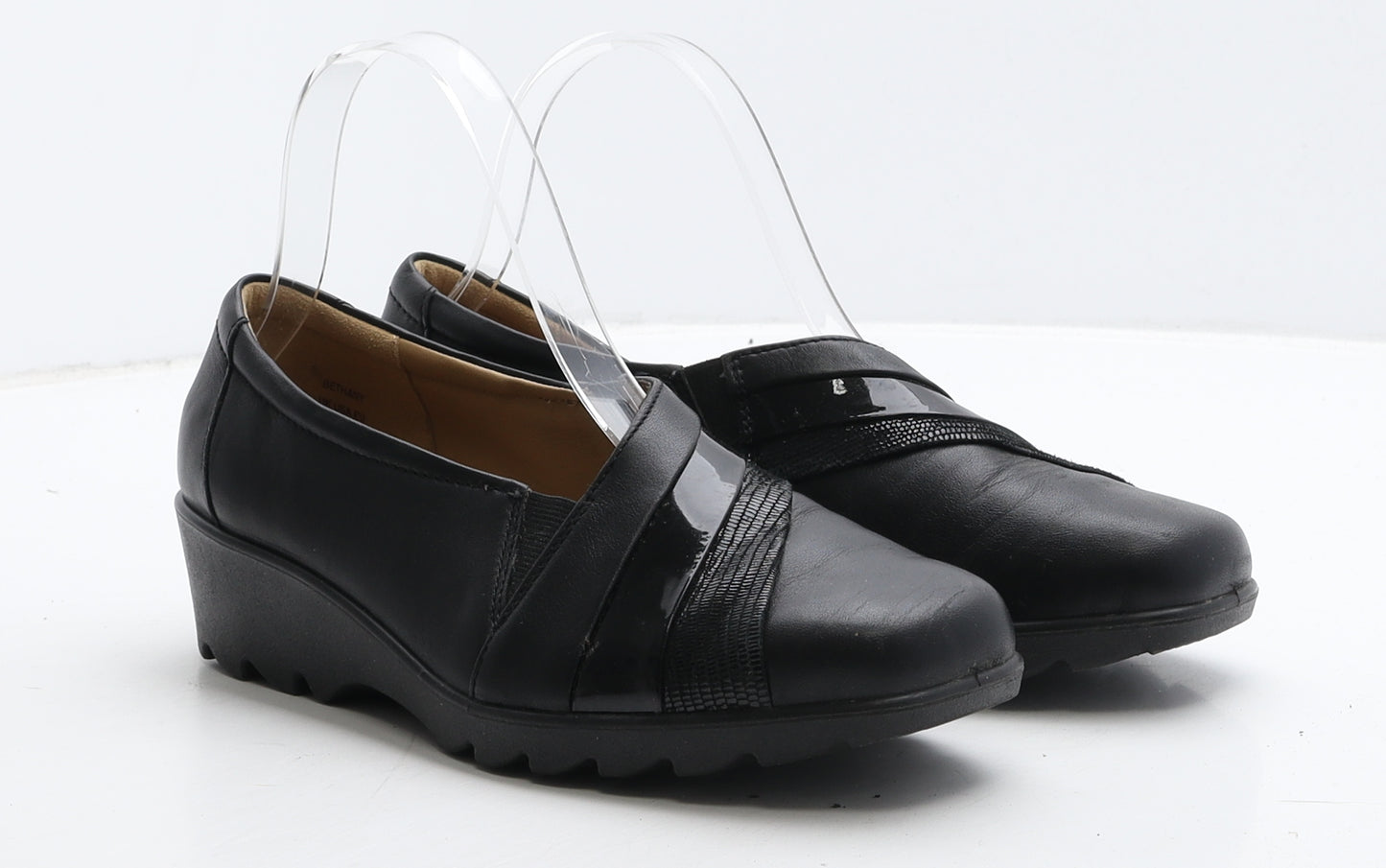 Hotter Womens Black Leather Loafer Casual UK 4.5