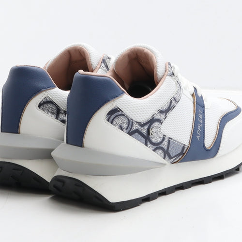 Knightsbridge Womens White Geometric Leather Trainer Casual UK 4 37 - Appleby