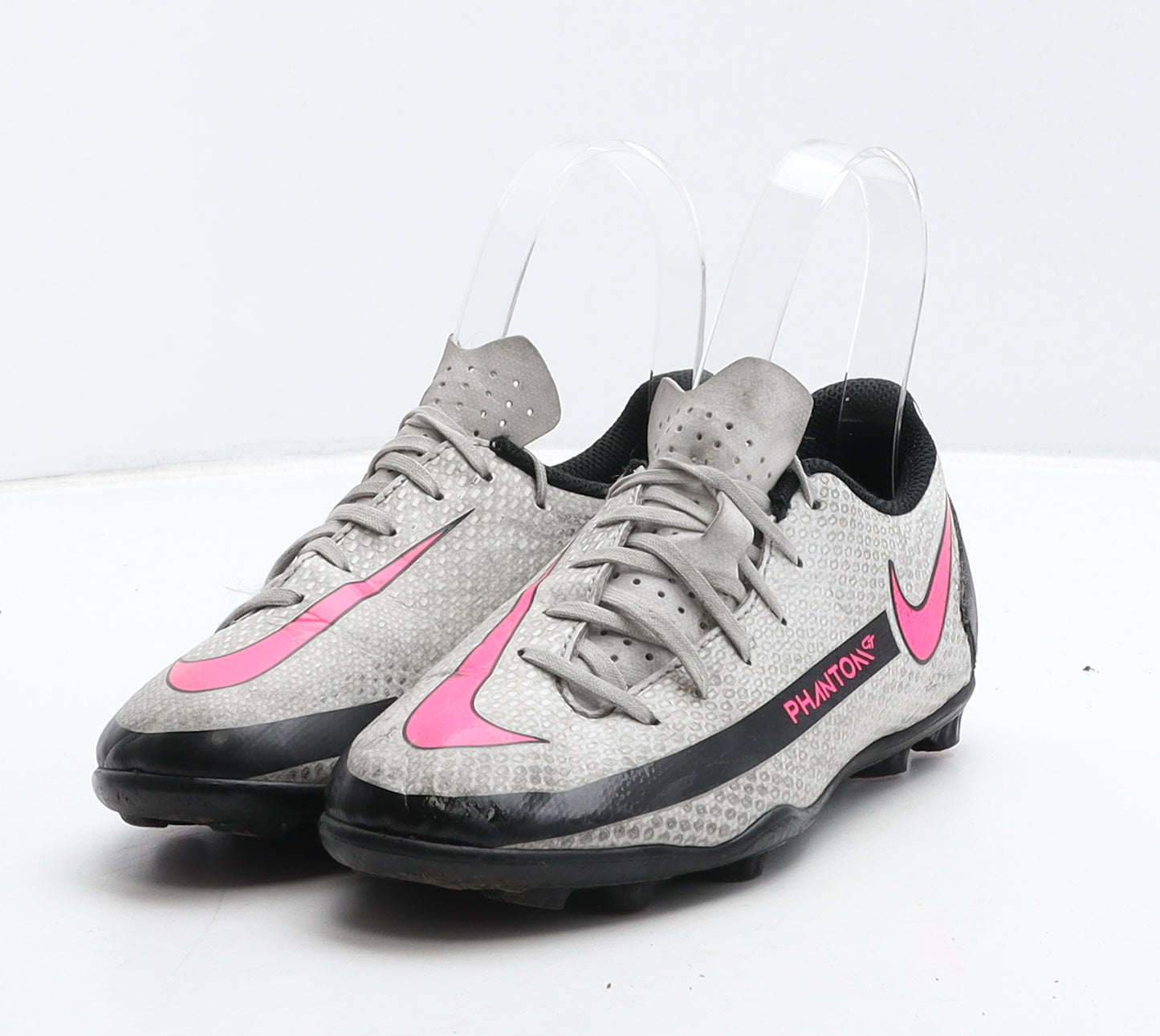 Nike Boys Grey Striped Leather Trainer UK 1 33 - Football boots Phantom