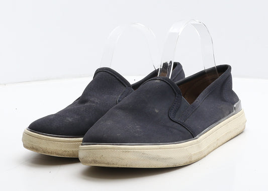 F&F Womens Blue Leather Loafer Flat UK 7 41