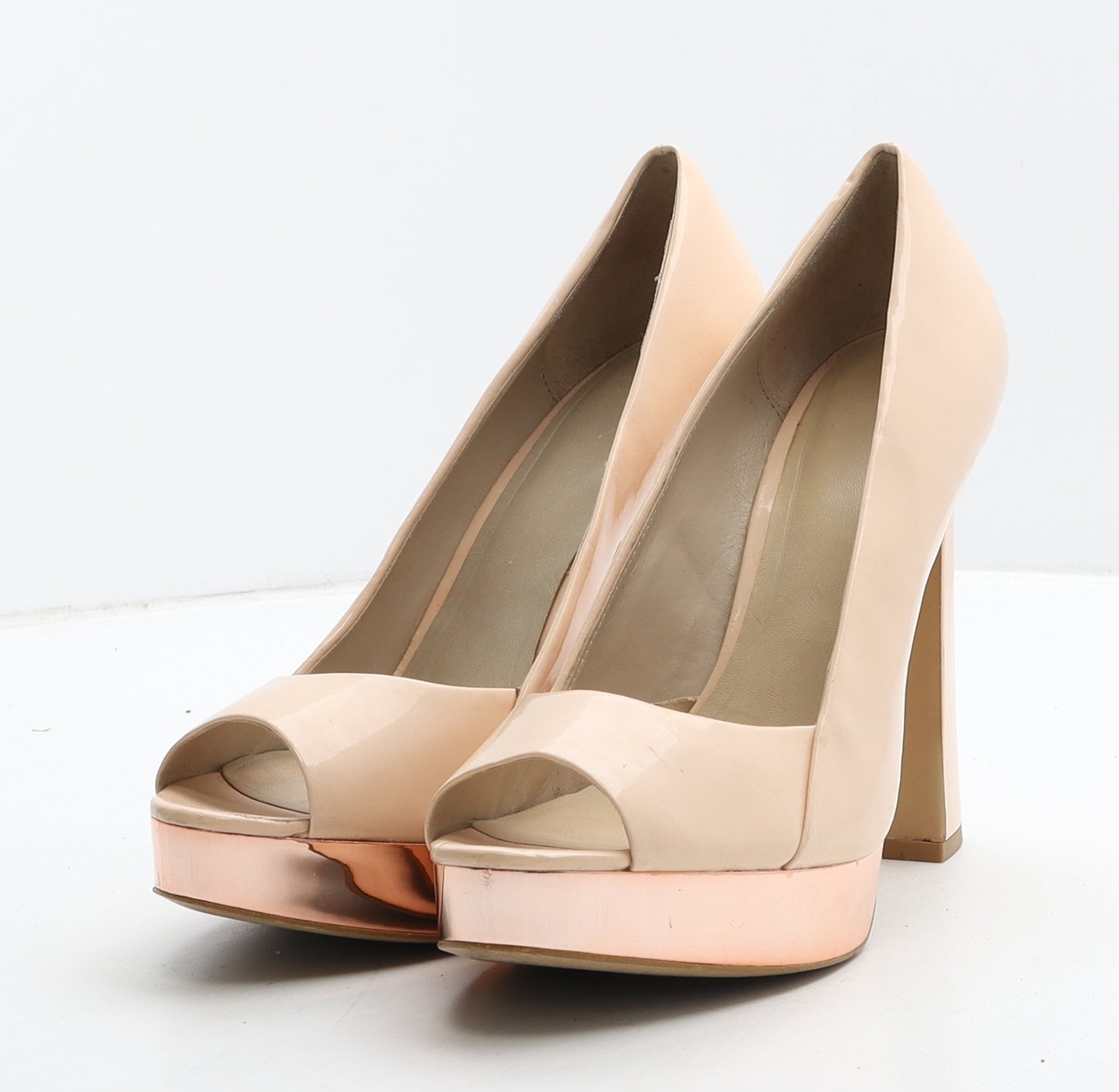 Zara Womens Beige Vinyl Platform Heel UK 8 41