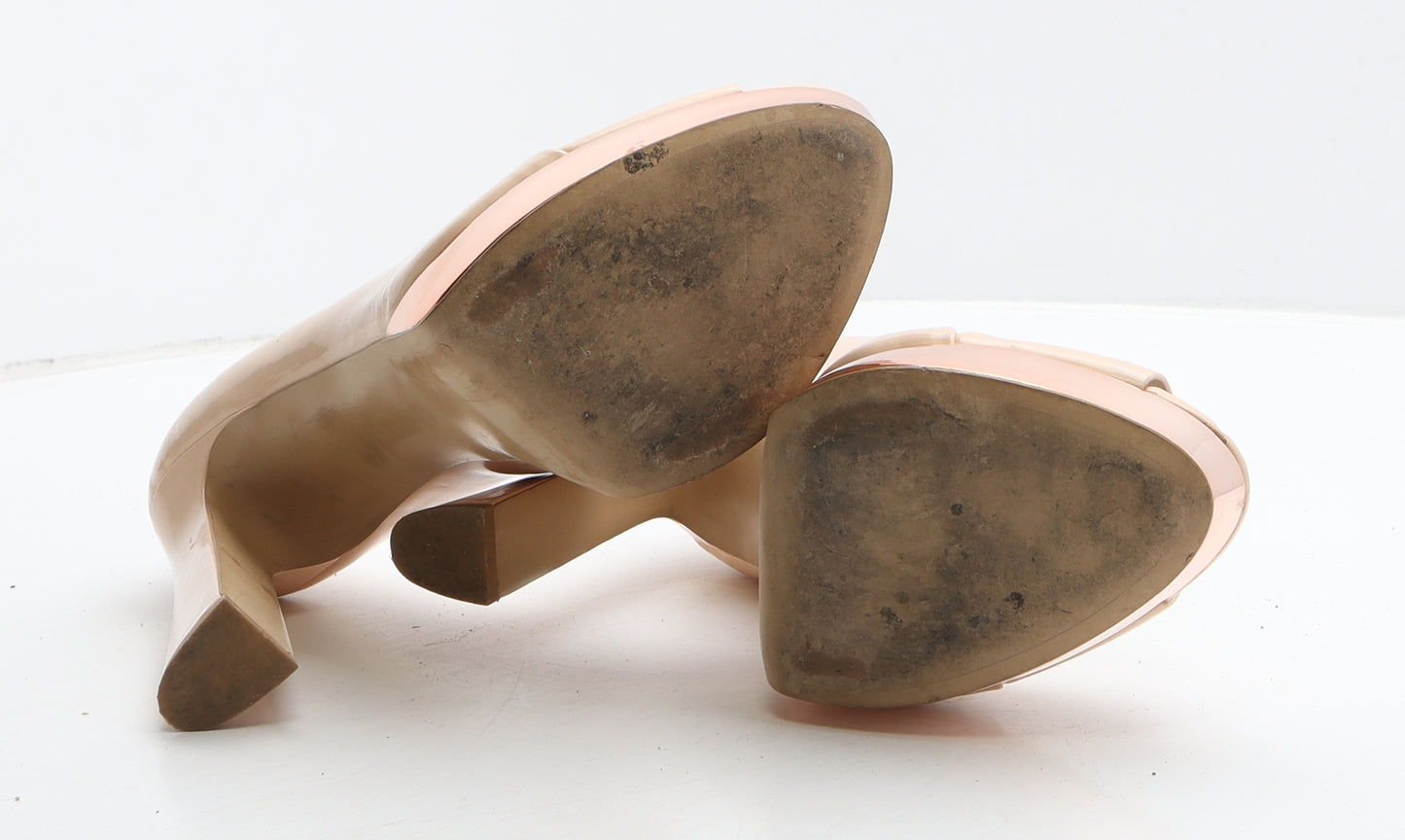 Zara Womens Beige Vinyl Platform Heel UK 8 41