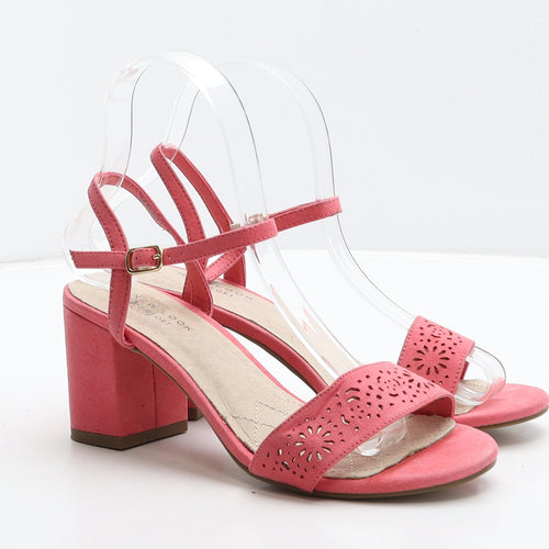 New Look Womens Pink Geometric Suede Strappy Heel UK 4 37