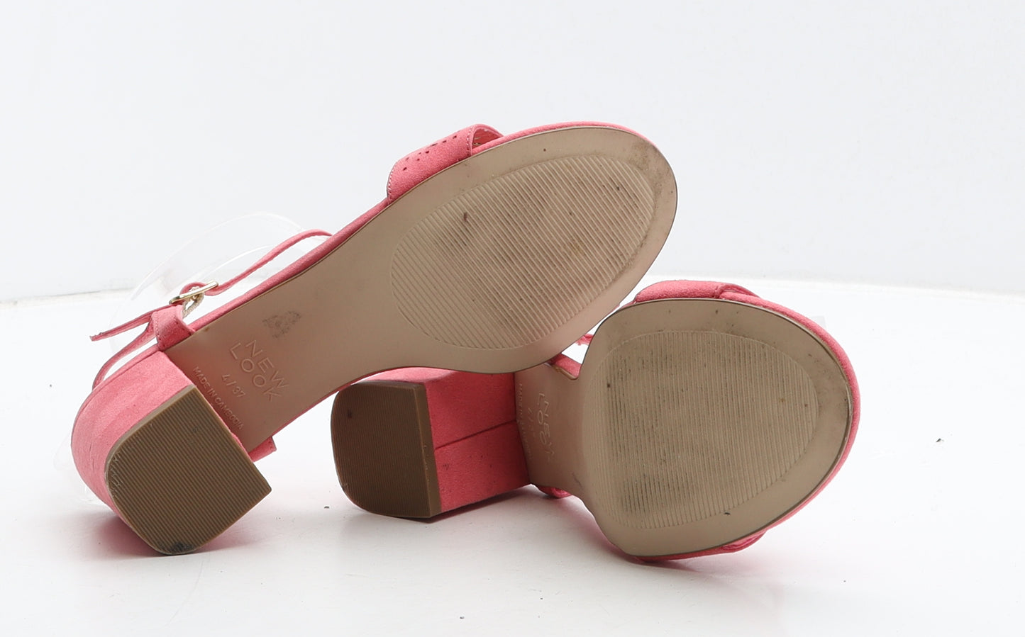 New Look Womens Pink Geometric Suede Strappy Heel UK 4 37