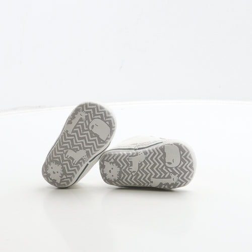 NEXT Boys White Polyester Sneaker Trainer UK 0-6 Months 16 - Animal Detail