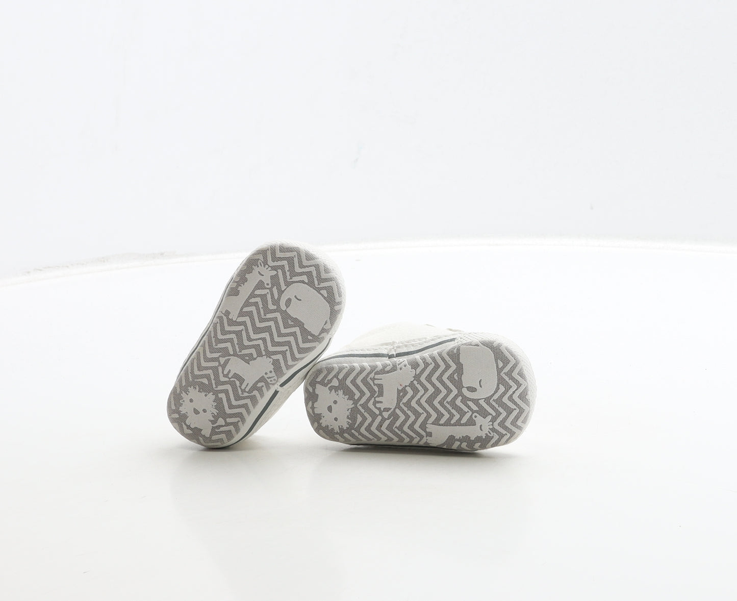 NEXT Boys White Polyester Sneaker Trainer UK 0-6 Months 16 - Animal Detail