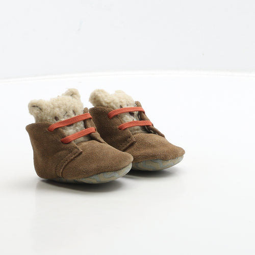 Lily&Dan Boys Brown Suede Bootie Boot UK 0-6 Months - Teddy Bear Detail