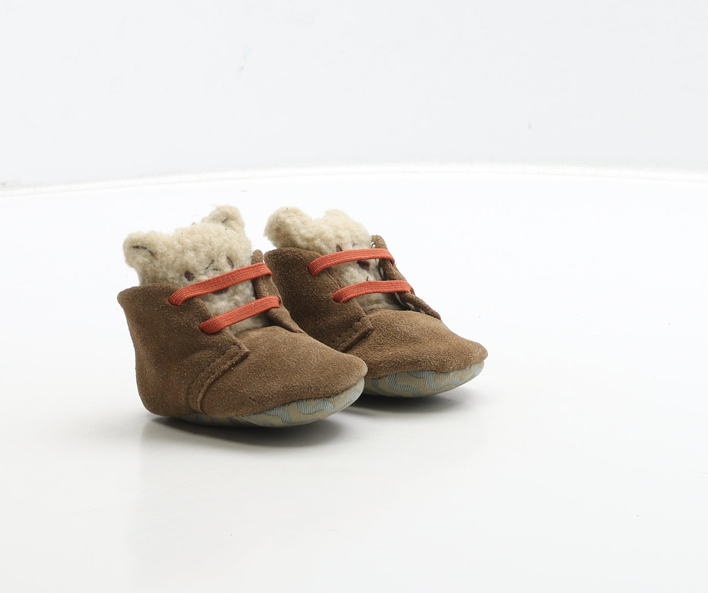 Lily&Dan Boys Brown Suede Bootie Boot UK 0-6 Months - Teddy Bear Detail