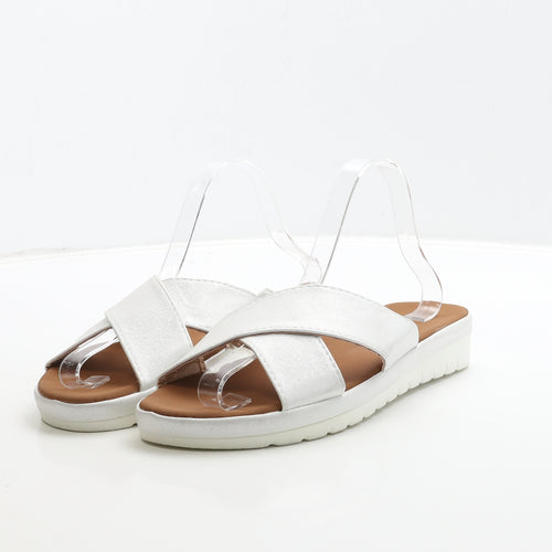 Preworn Womens White Polyester Slip On Sandal UK 8 41