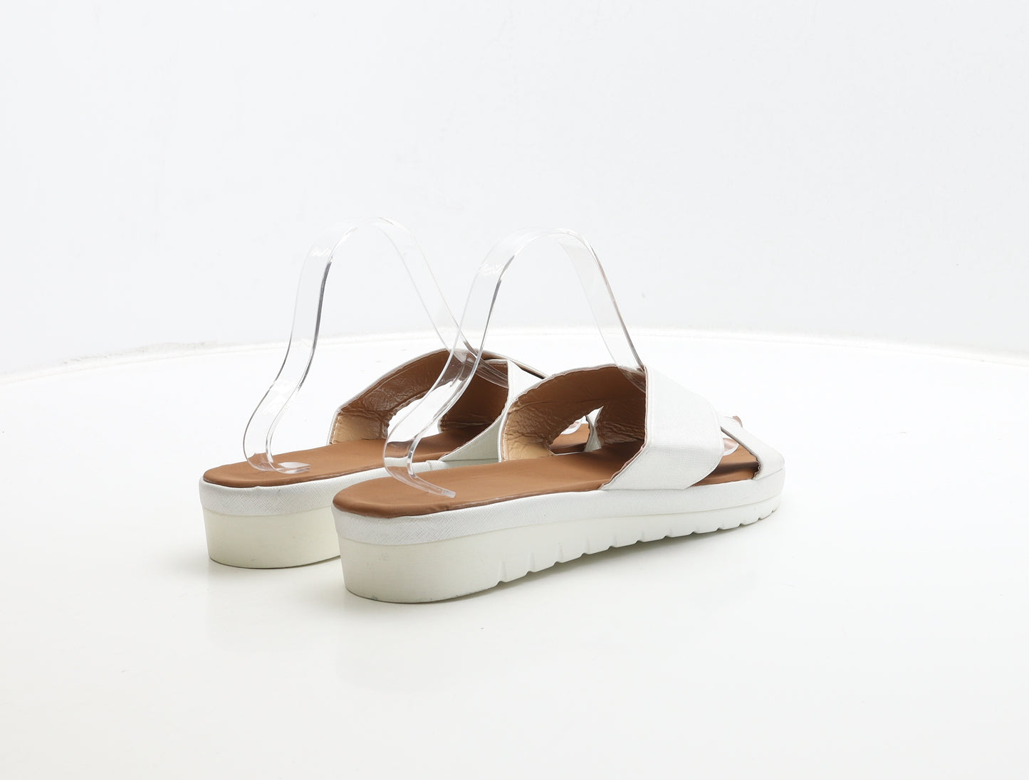Preworn Womens White Polyester Slip On Sandal UK 8 41